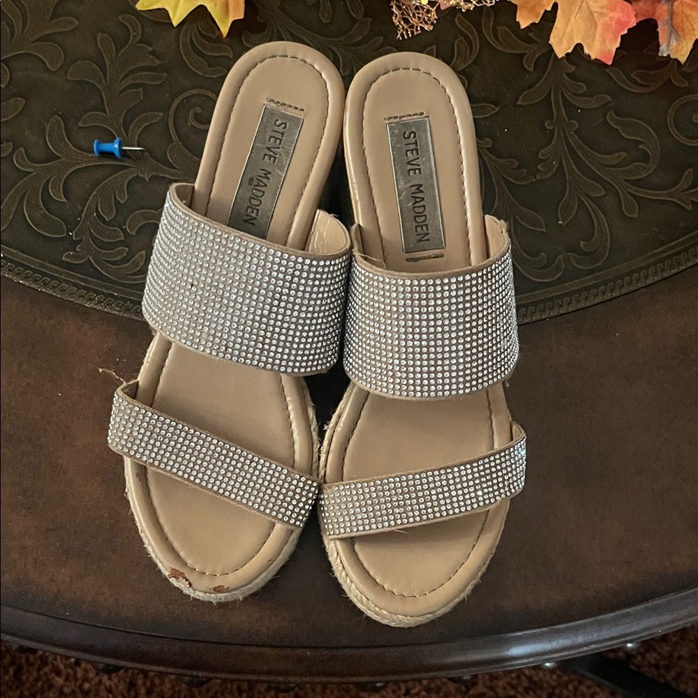 Steve Madden Women's Sparkling Silver Sandals - Picture 1 of 6